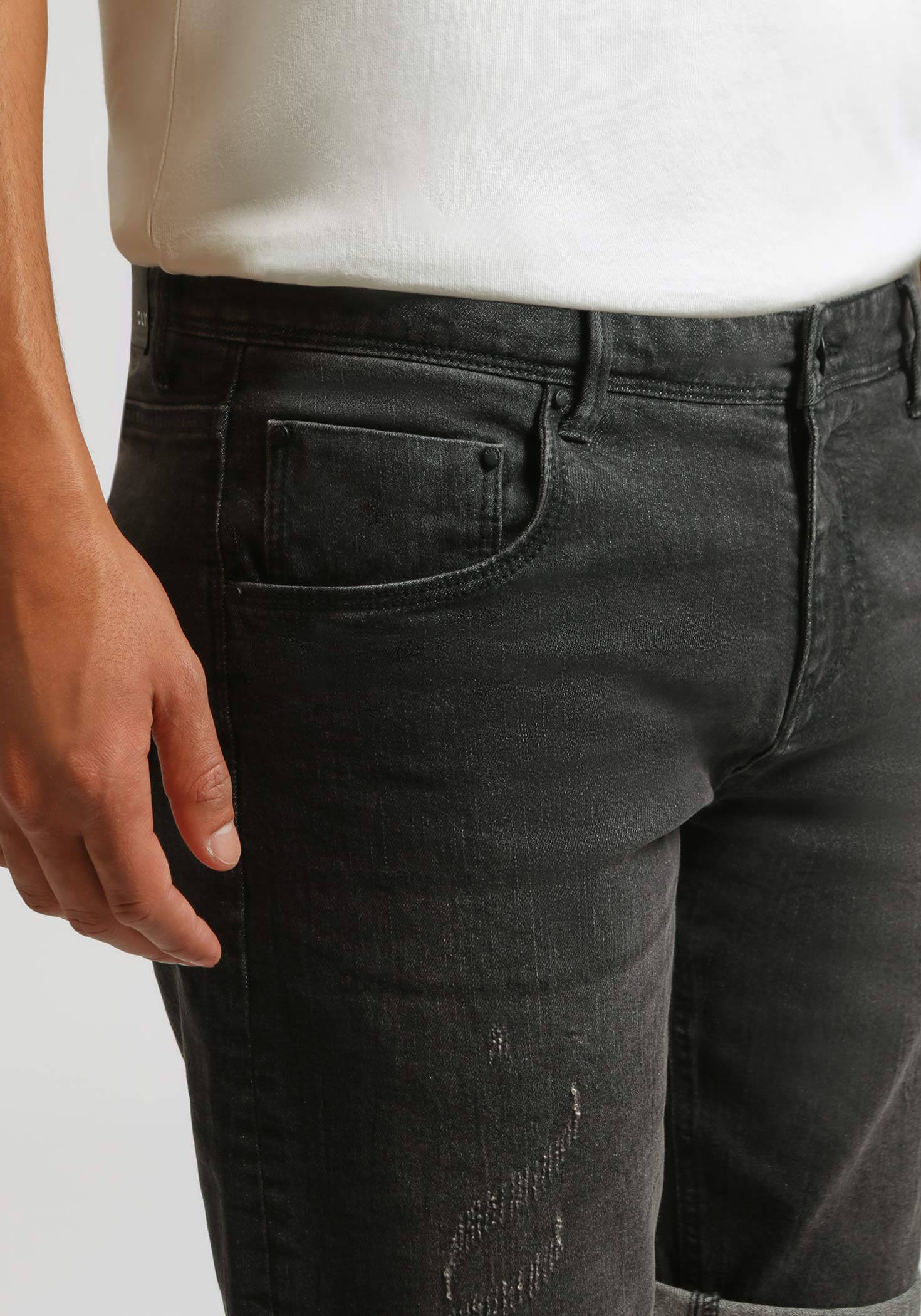 Bermuda di jeans nero slim fit - Image 3