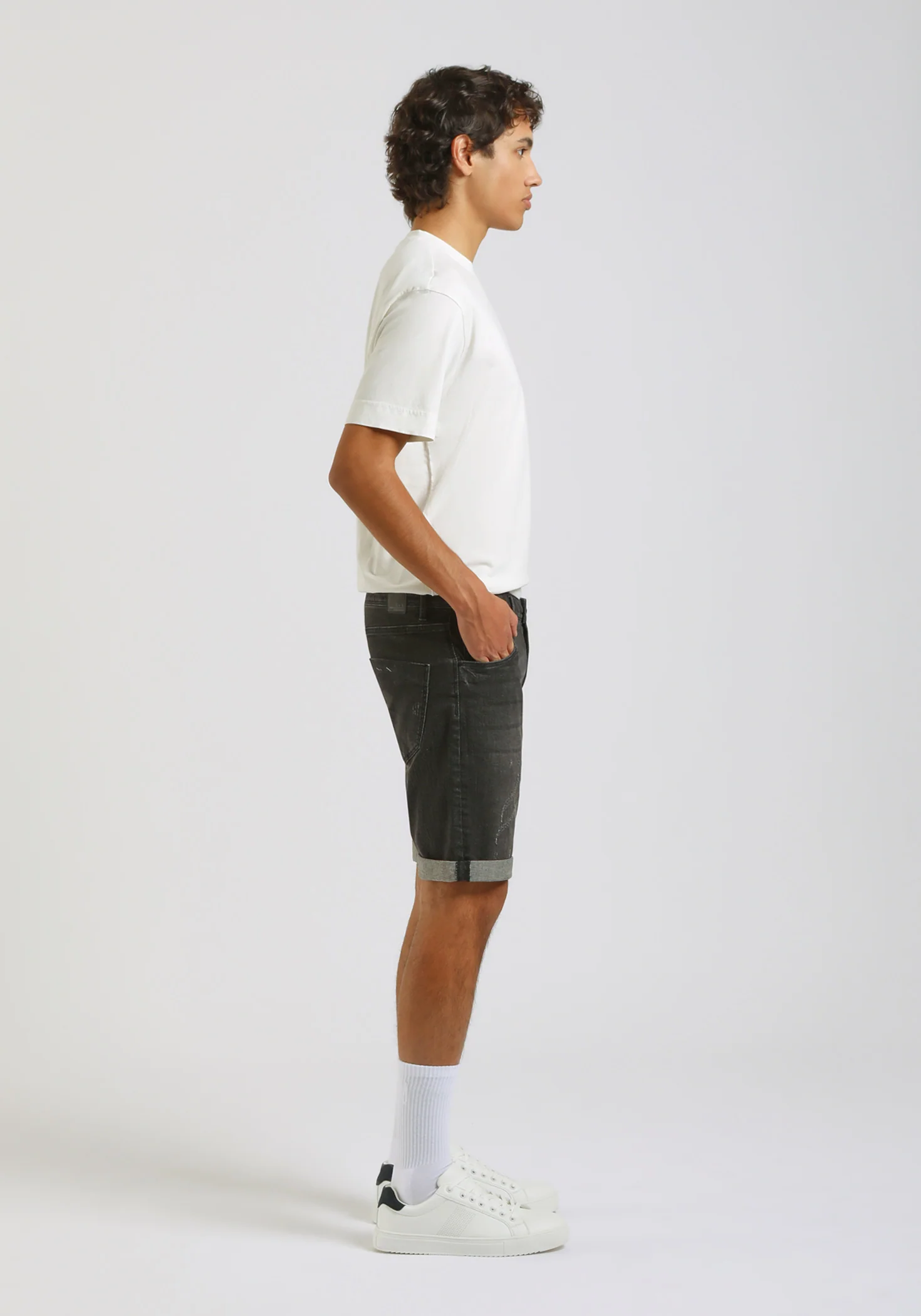 Bermuda di jeans nero slim fit - Image 4
