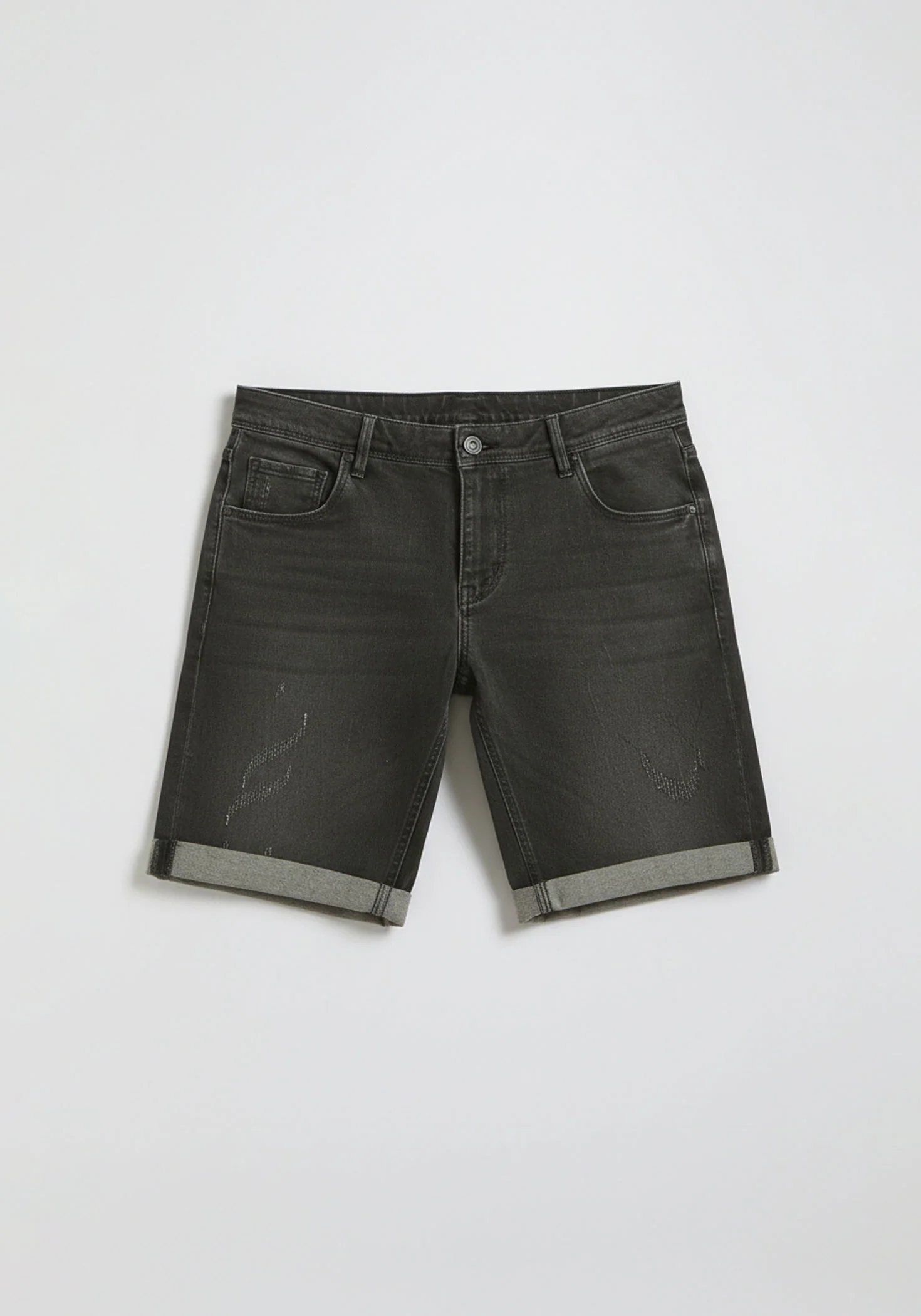 Bermuda di jeans nero slim fit - Image 7