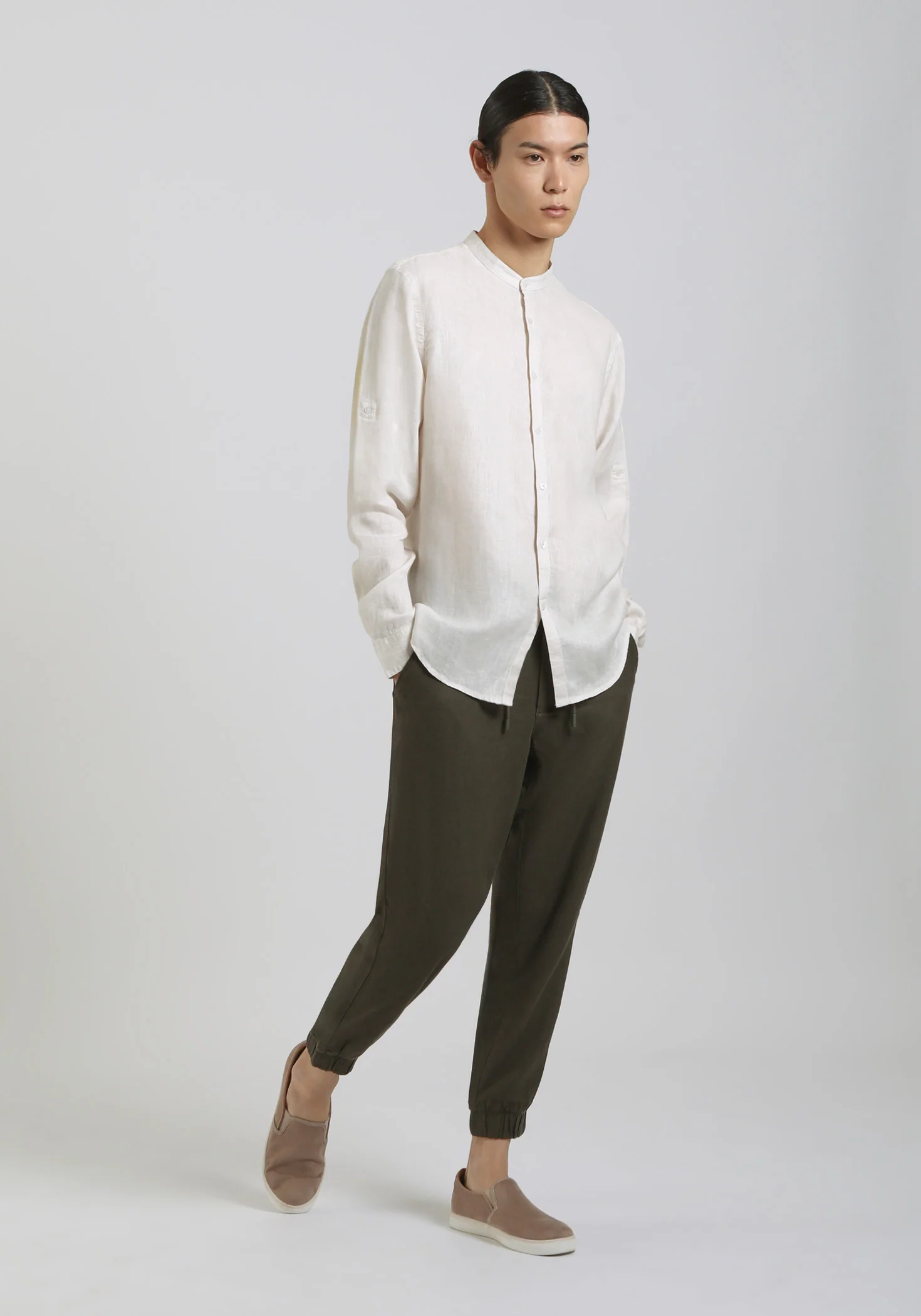 Camicia 100% lino con collo coreano - Image 5