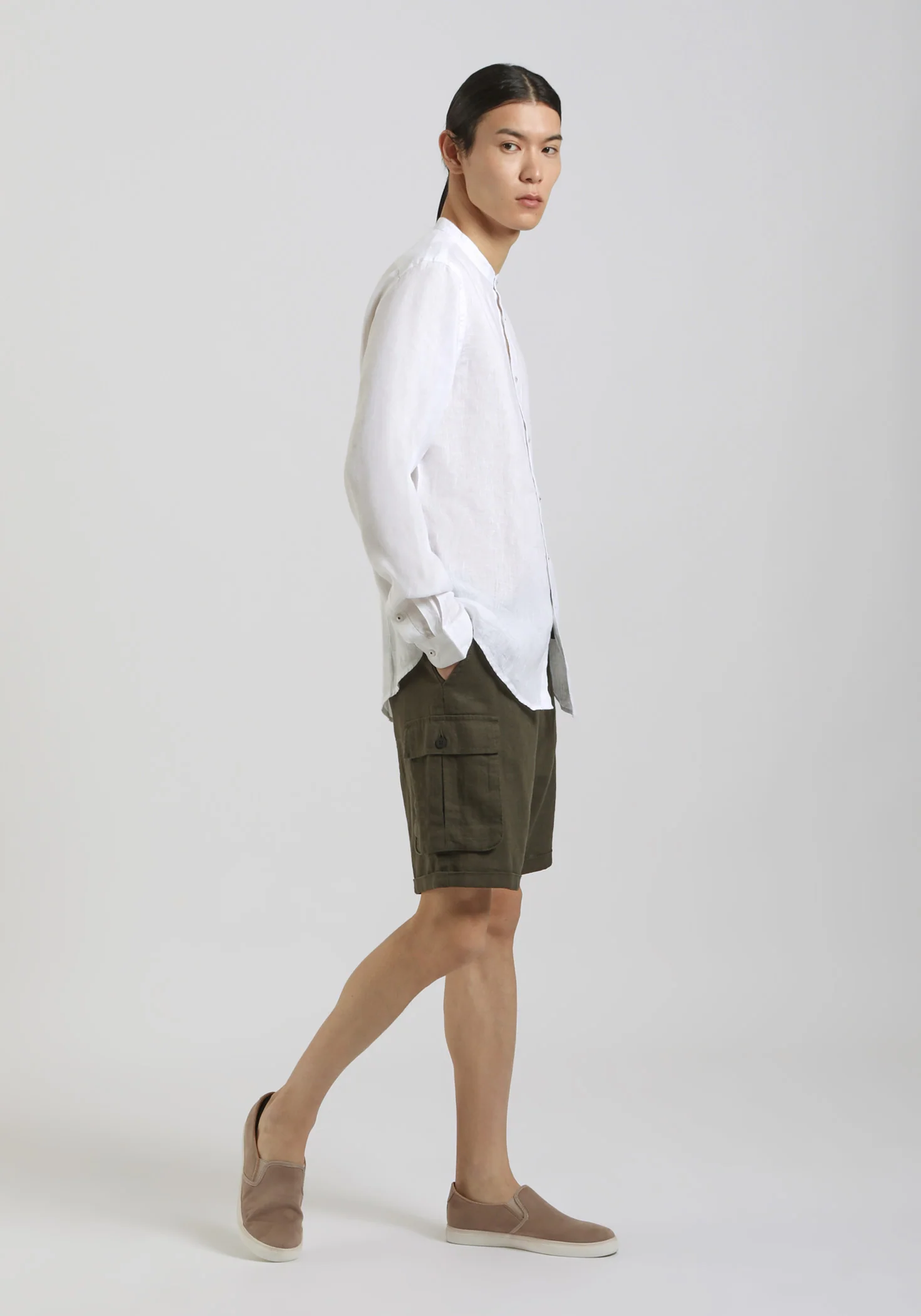 Camicia 100% lino con collo coreano - Image 5