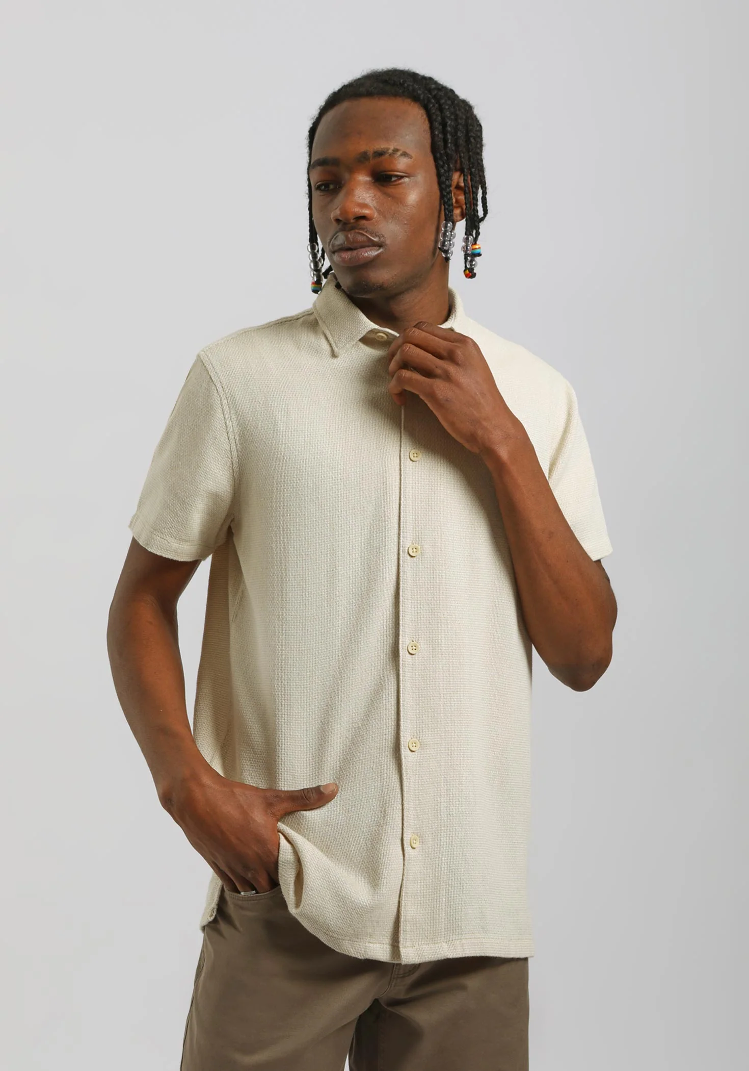 Camicia mezza manica misto cotone