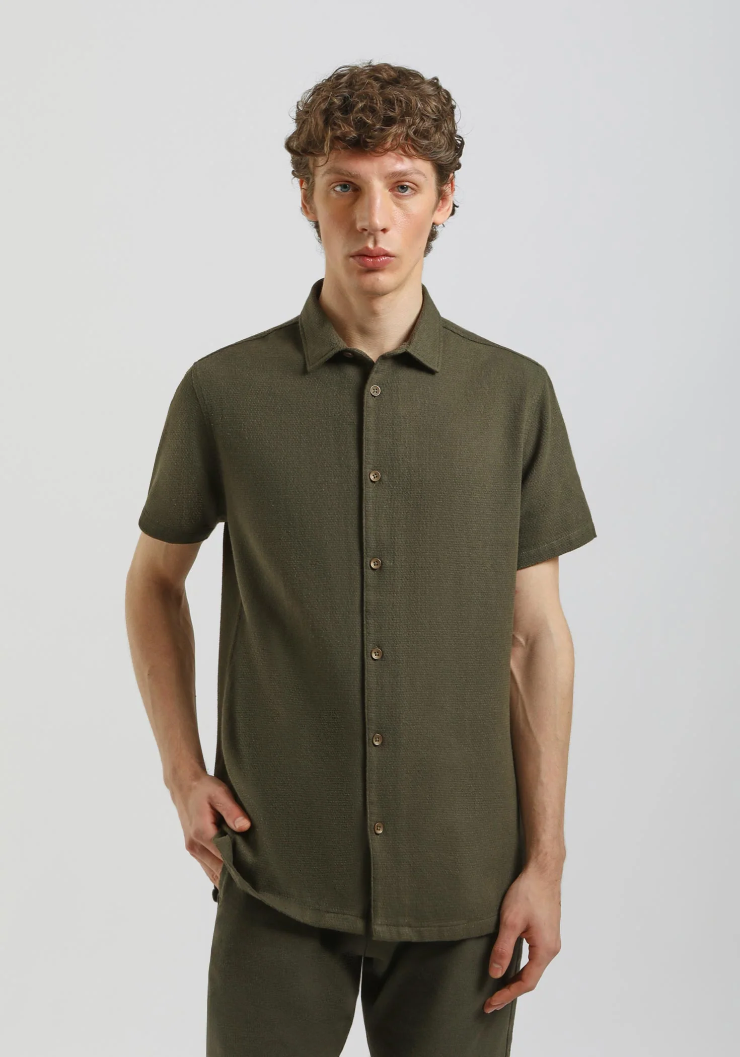 Camicia mezza manica misto cotone
