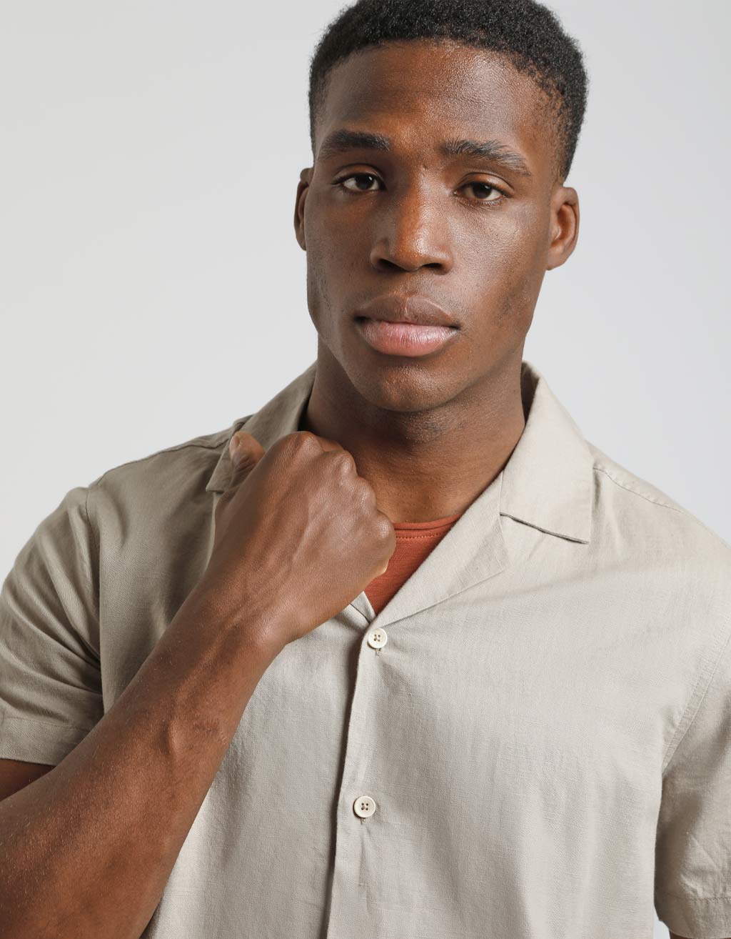 Camicia mezza manica misto lino a righe - Image 2