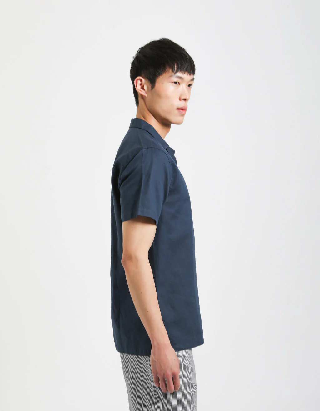 Camicia mezza manica misto lino a righe - Image 3