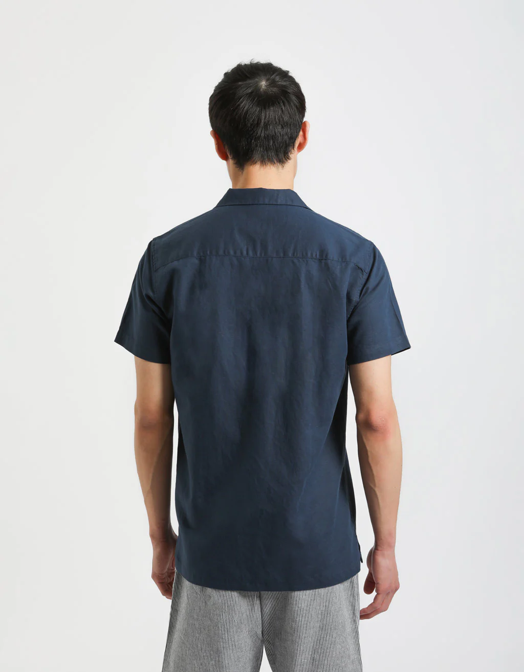 Camicia mezza manica misto lino a righe - Image 4