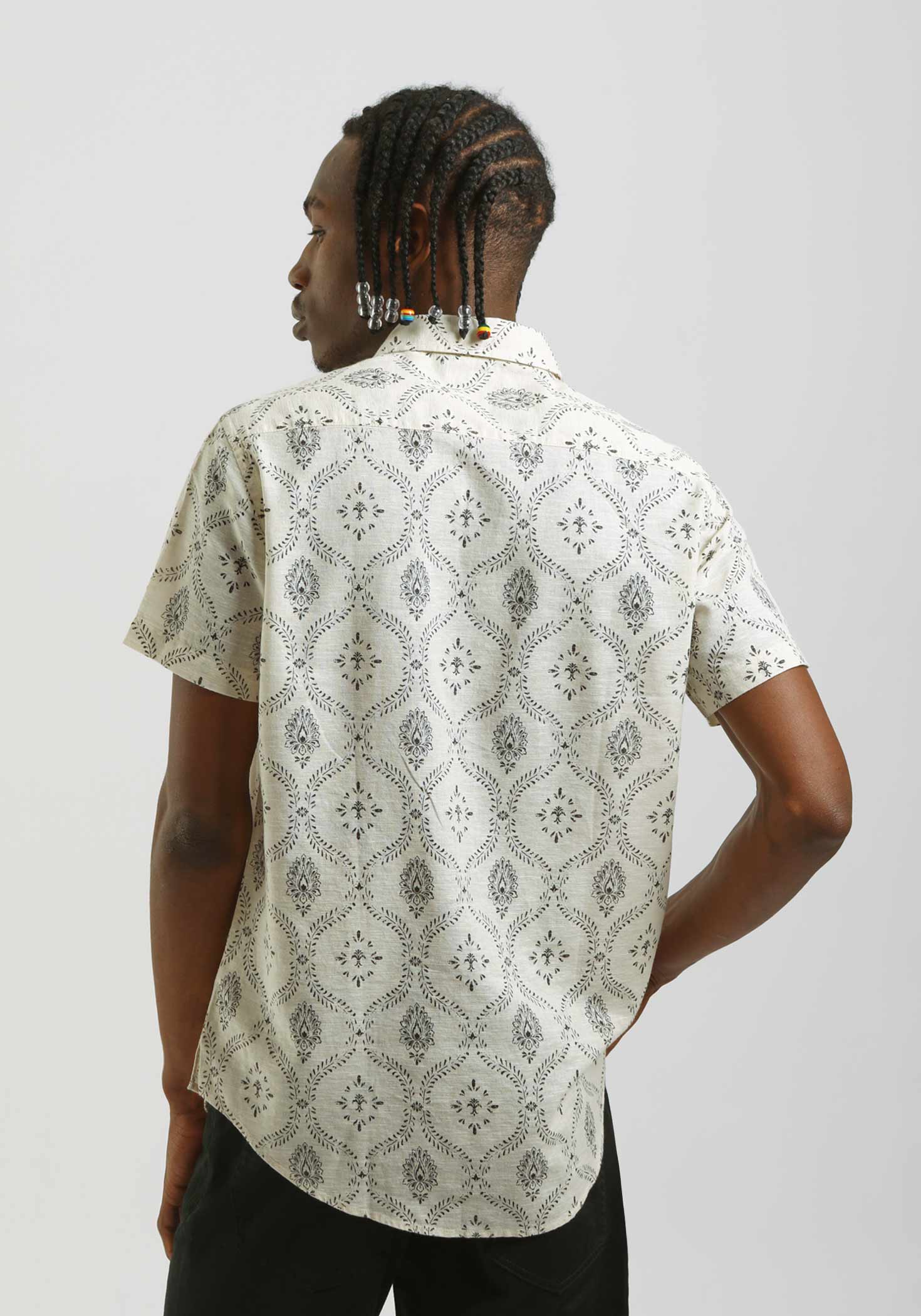 Camicia mezza manica misto lino cotone con fantasia - Image 4