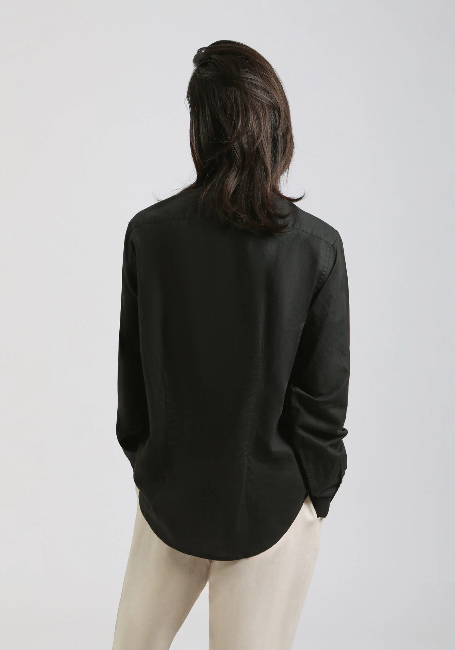 Camicia misto lino con collo coreano - Image 4
