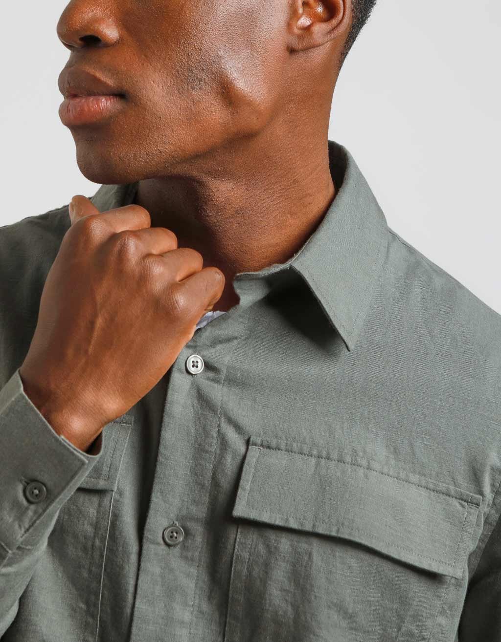 Camicia misto lino con tasconi - Image 2