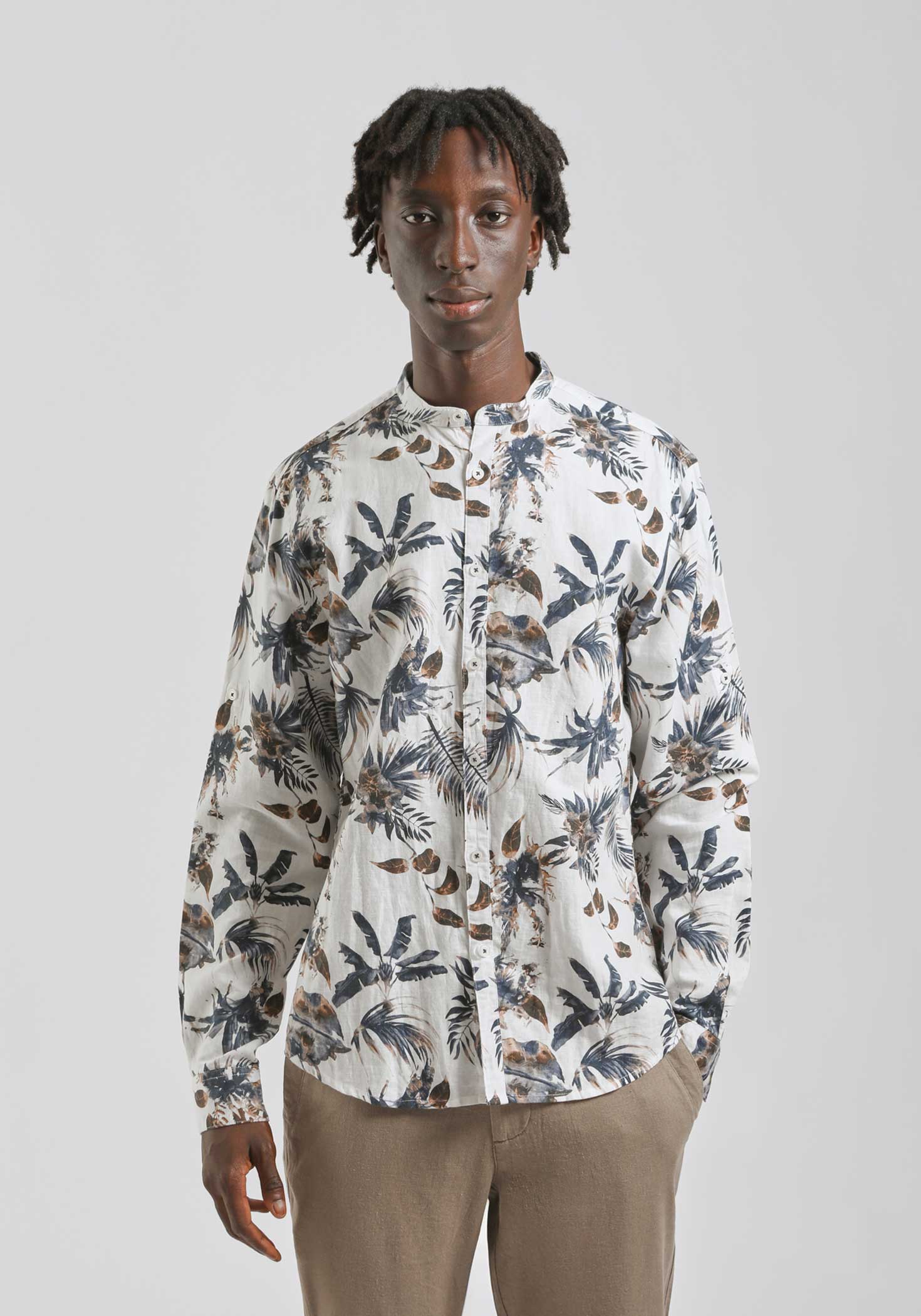 Camicia misto lino fantasia
