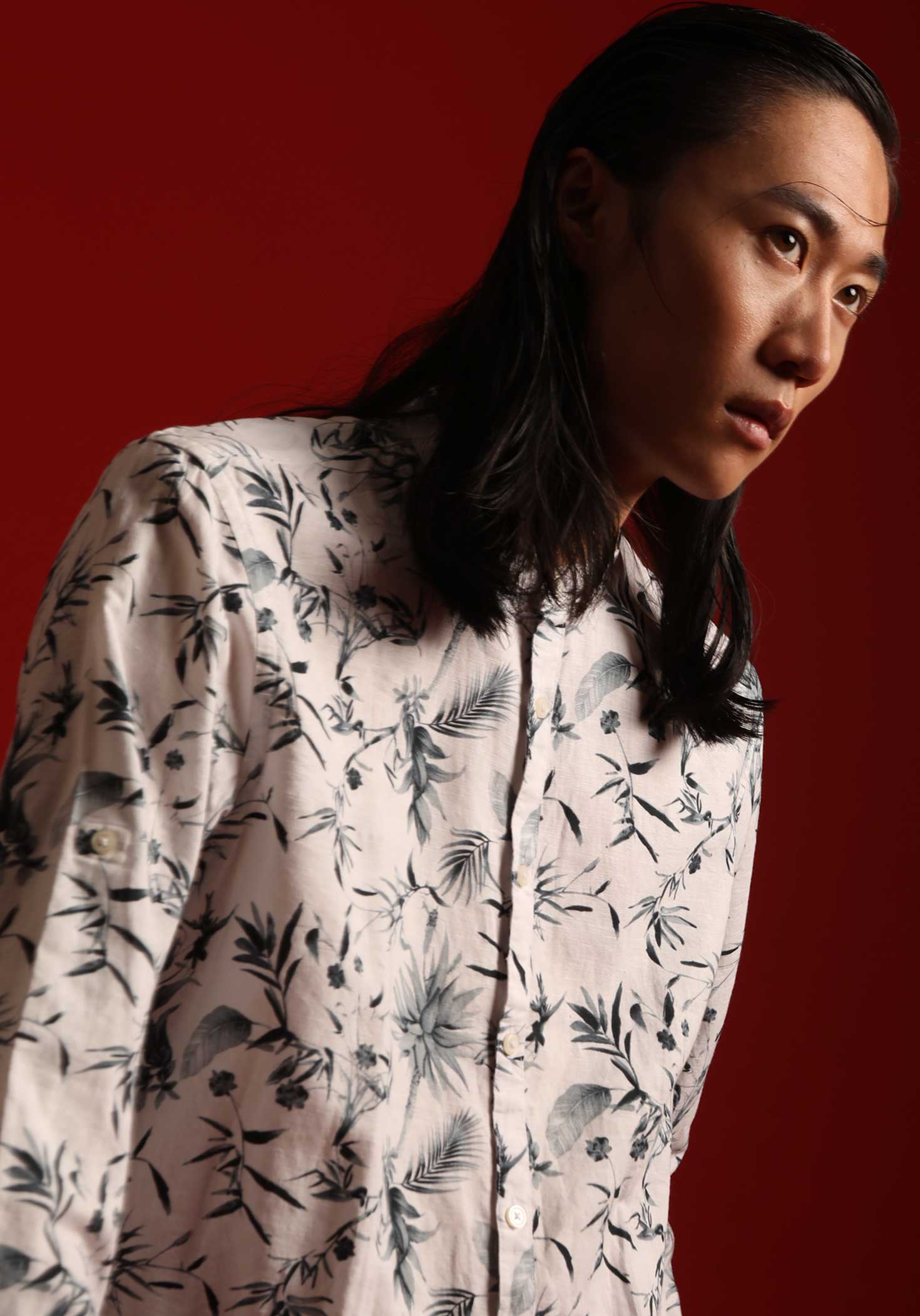 Camicia misto lino fantasia