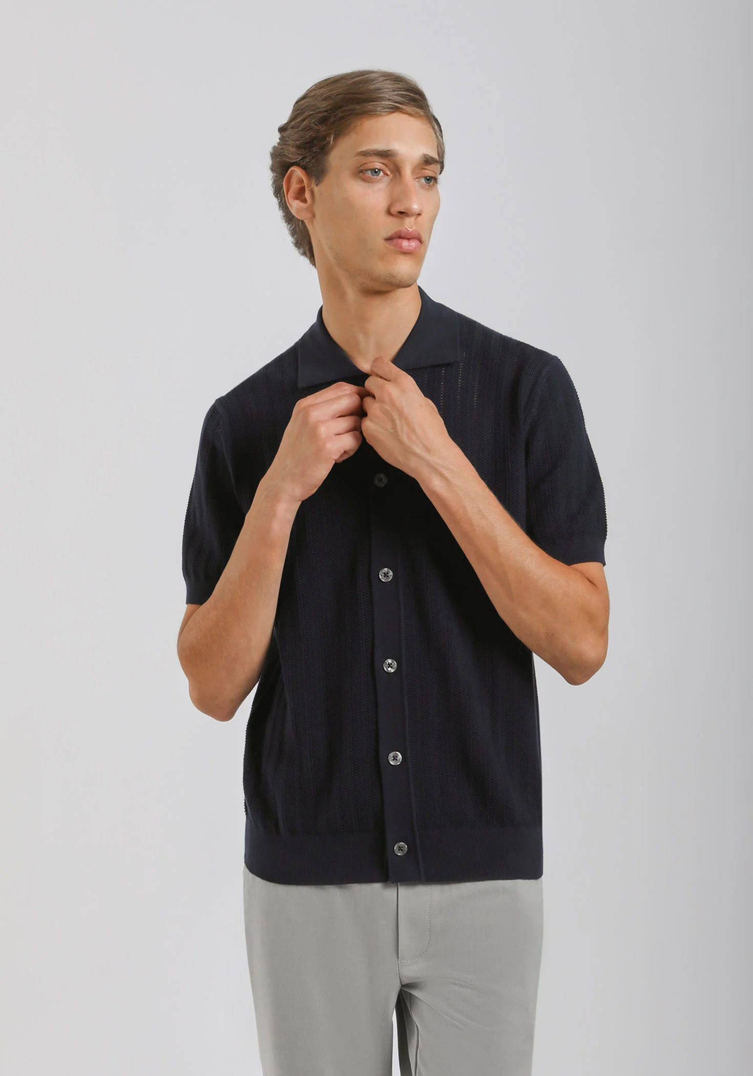 Cardigan polo in maglia