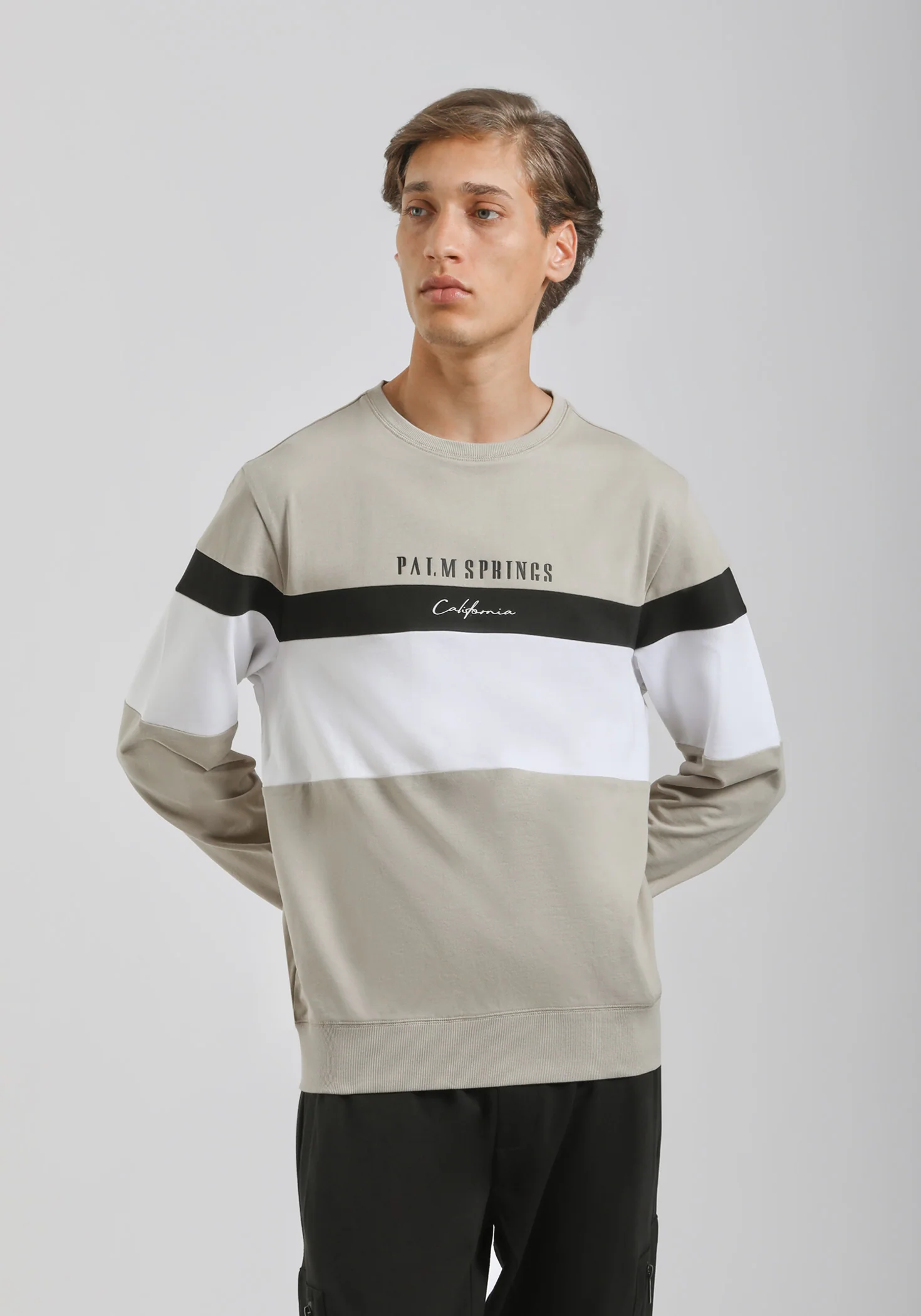 Felpa girocollo colorblock