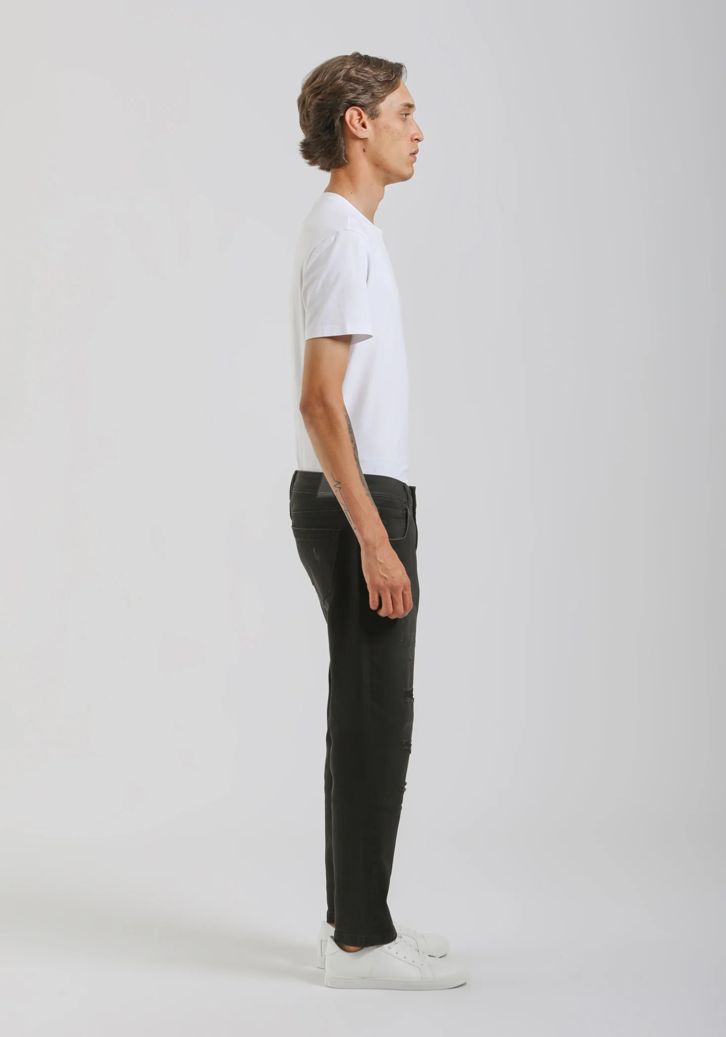 Jeans skinny fit nero con strappi - Image 4