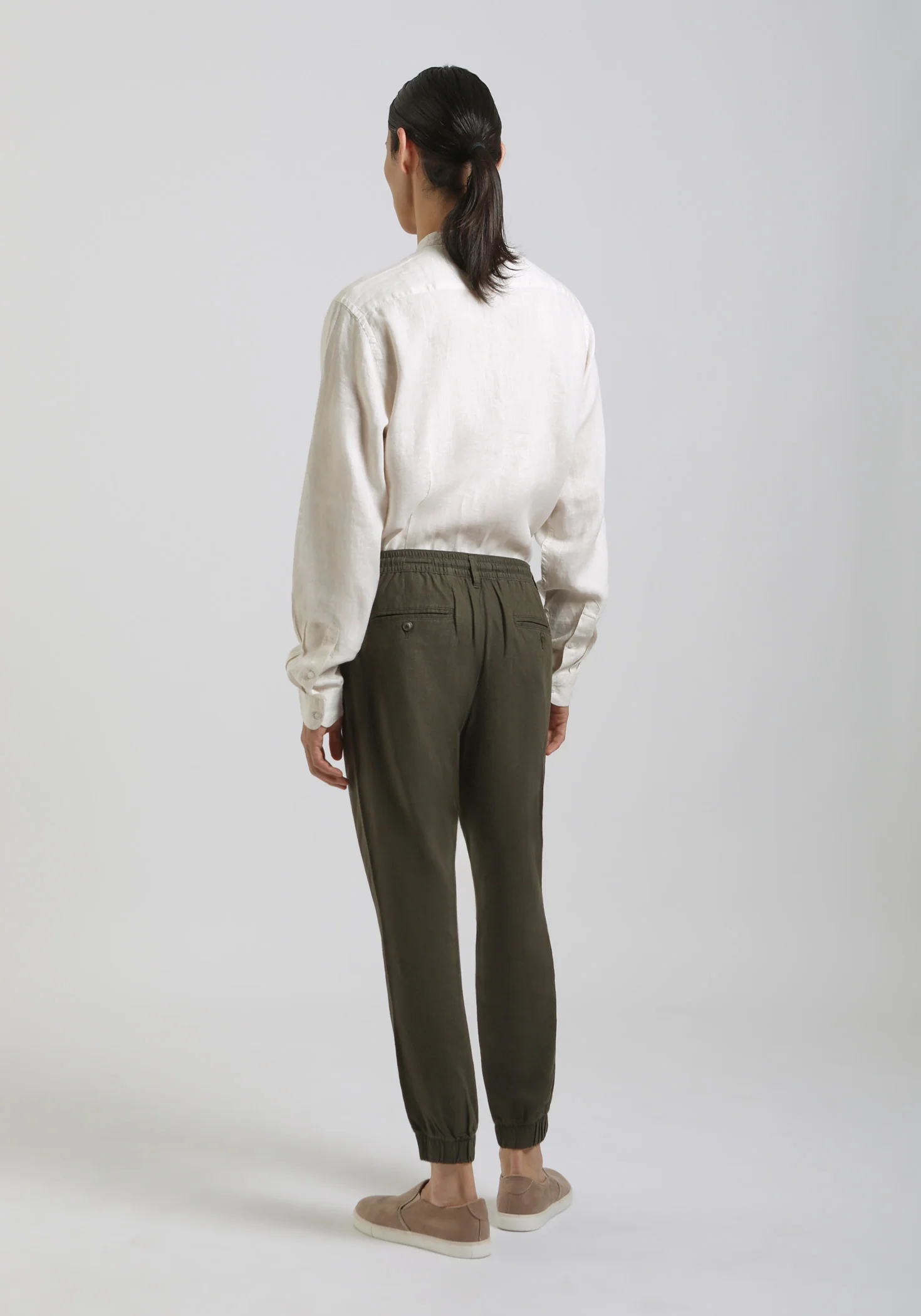 Pantaloni misto lino con elastici alle caviglie - Image 5