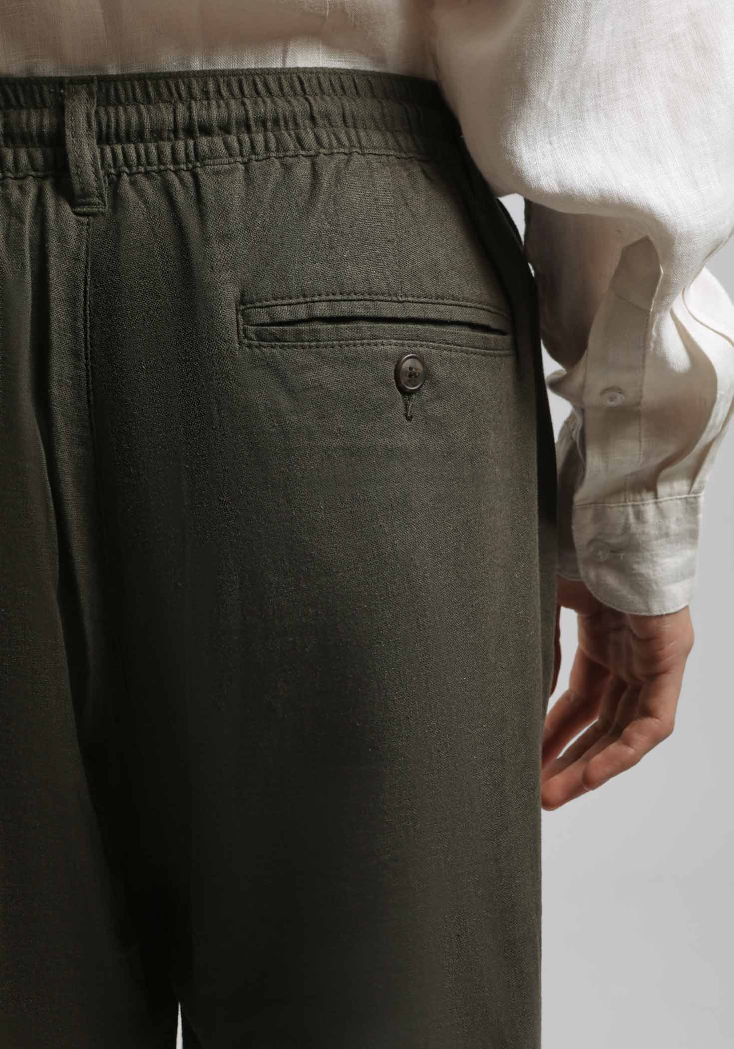 Pantaloni misto lino con elastici alle caviglie - Image 6