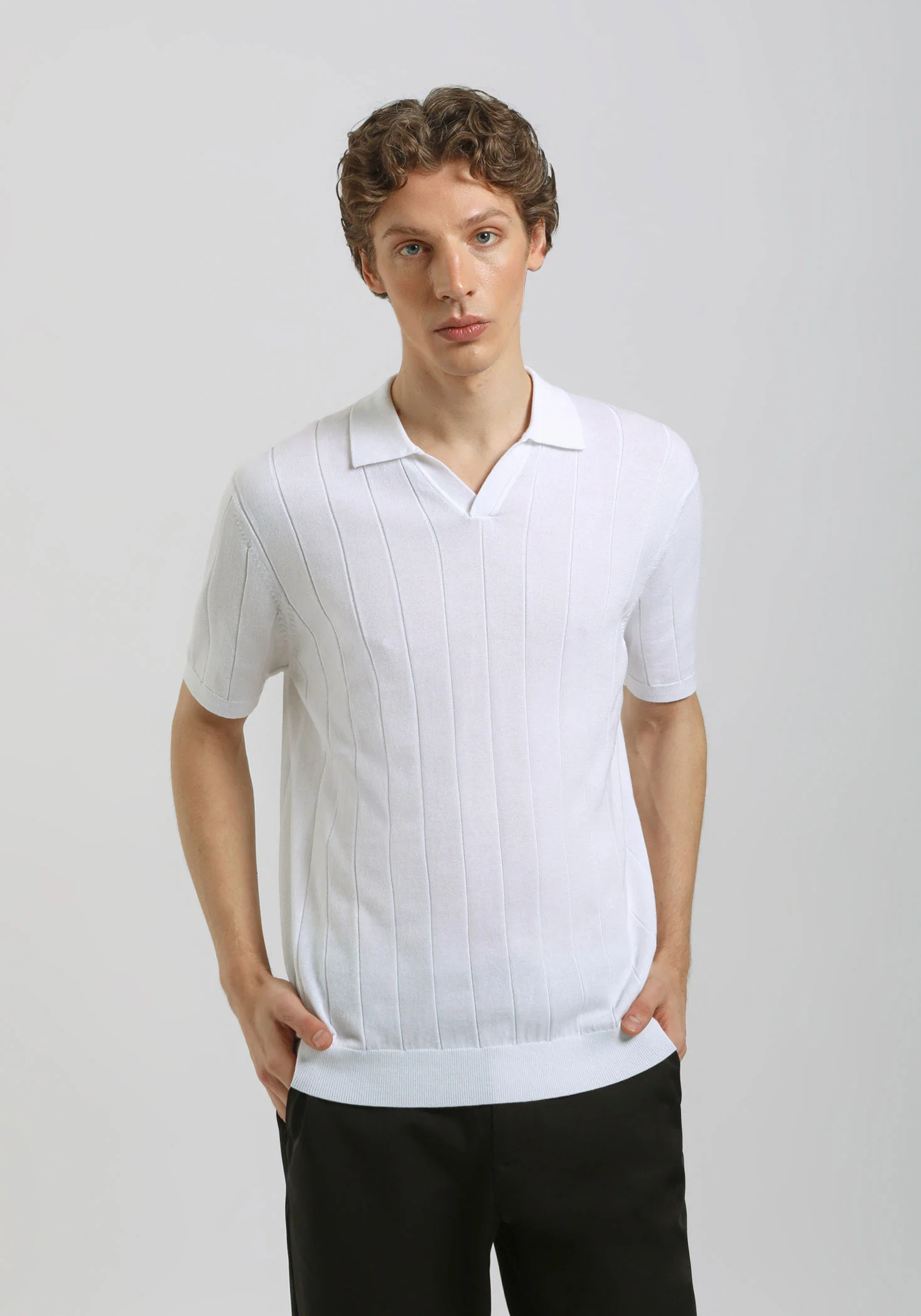 Polo in maglia a coste