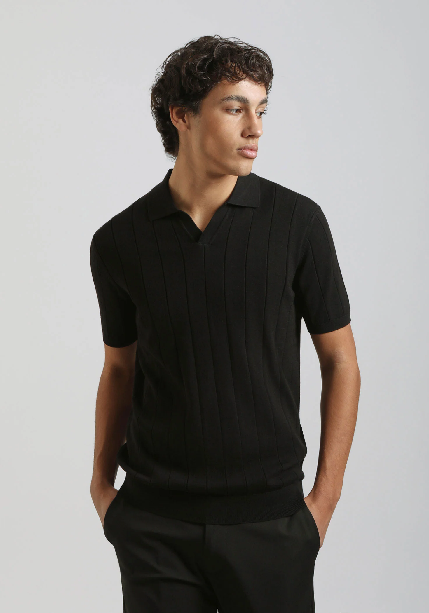 Polo in maglia a coste