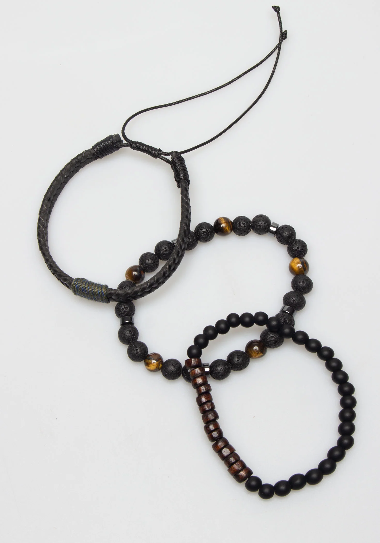 Set di bracciali in pietra e tessuto - Image 2