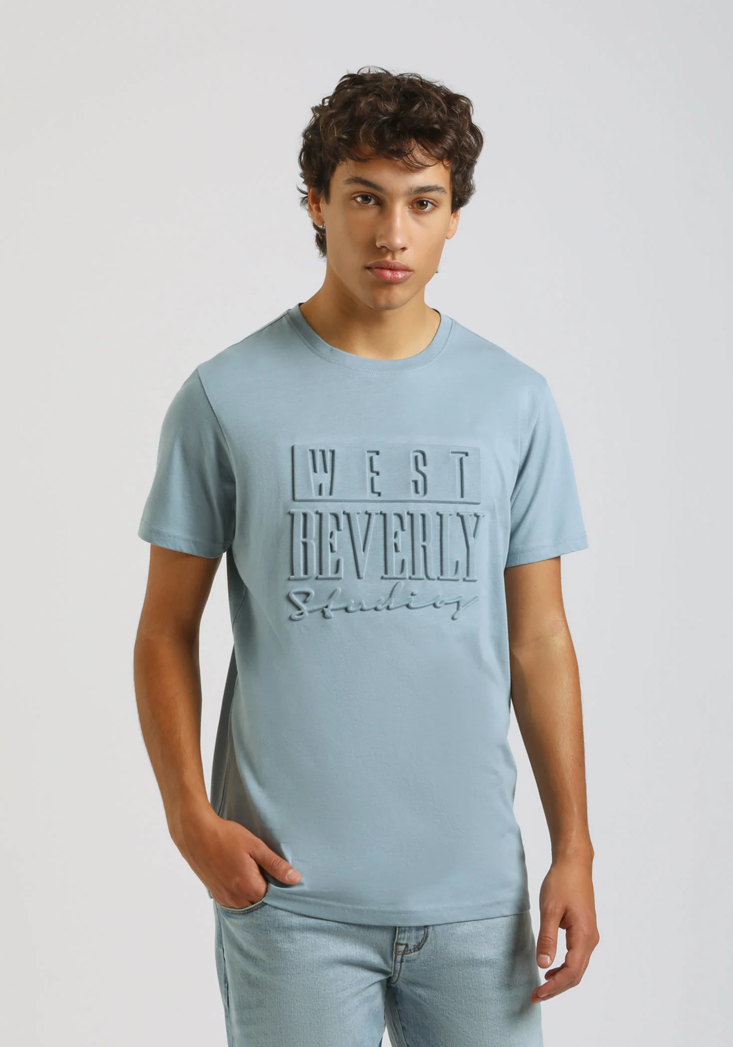 T-shirt con stampa a rilievo