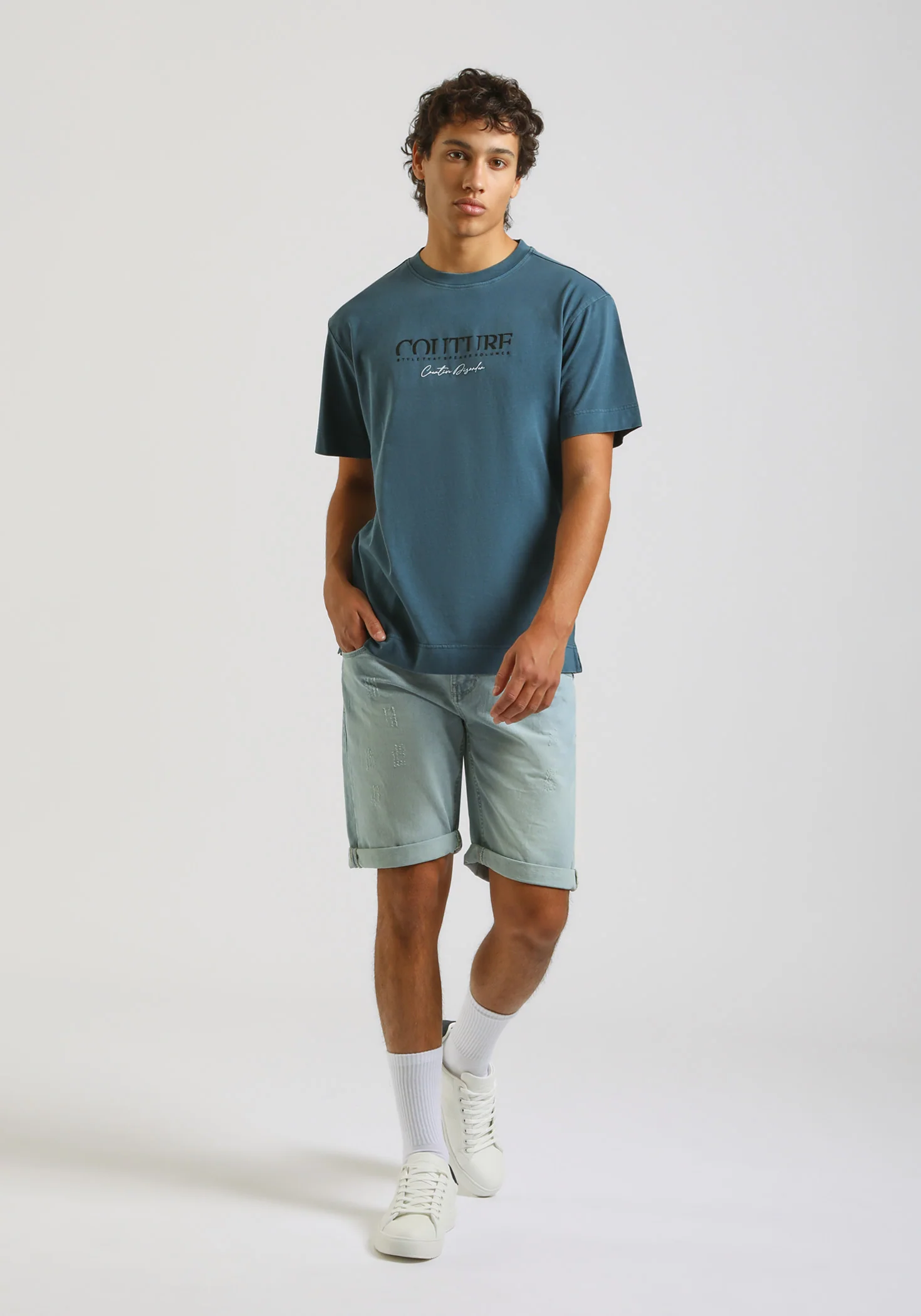 T-shirt effetto lavato con stampa - Image 5