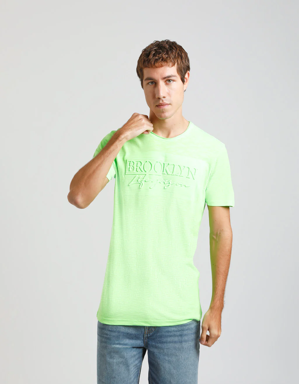 T-shirt fluo con stampa a rilievo